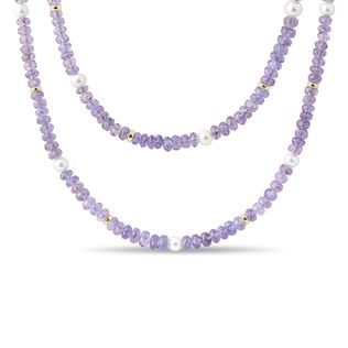 TANZANITE AND PEARL NECKLACE - MINERAL NECKLACES - NECKLACES