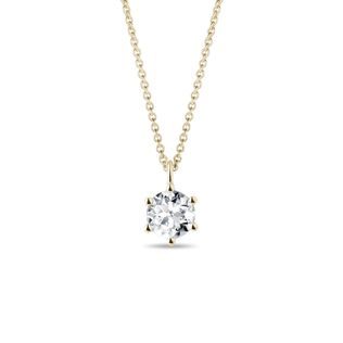 ZLATÝ PŘÍVĚSEK S ČIRÝM BRILIANTEM - NÁHRDELNÍKY S DIAMANTY - NÁHRDELNÍKY