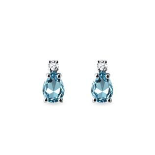 SWISS TOPAZ AND DIAMOND EARRINGS IN GOLD - TOPAZ EARRINGS - EARRINGS