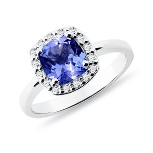 TANZANITE AND DIAMOND GOLD RING - TANZANITE RINGS - RINGS