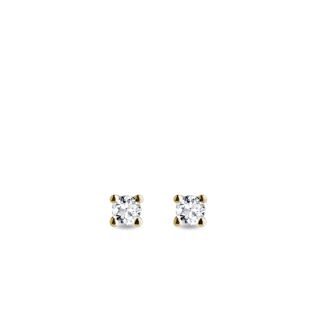 YELLOW GOLD STUD EARRINGS WITH DIAMONDS - DIAMOND STUD EARRINGS - EARRINGS
