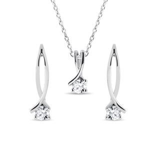 DOUBLE RIBBON DIAMOND JEWELRY SET IN WHITE GOLD - DIAMOND SETS - FINE JEWELRY