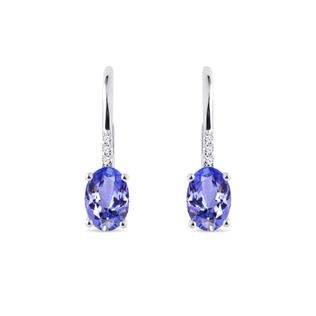 EARRINGS OF WHITE GOLD WITH DIAMONDS AND TANZANITE - TANZANITE EARRINGS - EARRINGS