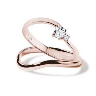 MODERN DIAMOND ENGAGEMENT SET IN ROSE GOLD - ENGAGEMENT AND BRIDAL RING SETS - ENGAGEMENT RINGS
