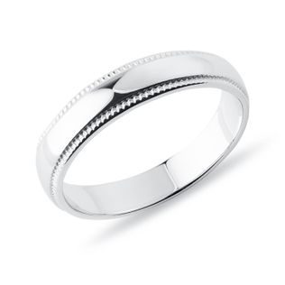 LADIES' SHINY FINISH MILGRAIN WEDDING BAND IN WHITE GOLD - WOMEN'S WEDDING RINGS - WEDDING RINGS