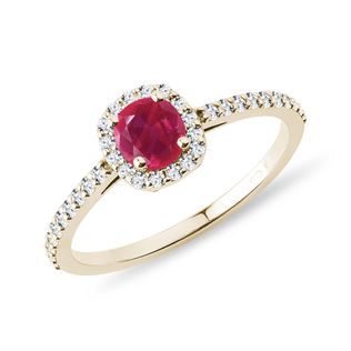 EXQUISITE RUBY ​​AND DIAMOND GOLD RING - RUBY ENGAGEMENT RINGS - ENGAGEMENT RINGS