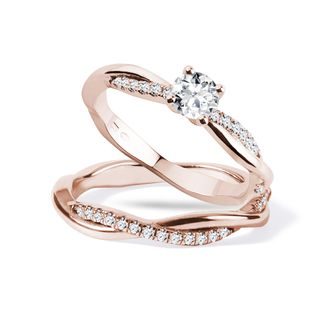 ENGAGEMENT SET OF ROSE GOLD WITH DIAMONDS - ENGAGEMENT AND BRIDAL RING SETS - ENGAGEMENT RINGS
