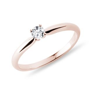 ROSE GOLD RING WITH A WHITE DIAMOND - BRILLIANT CUT DIAMOND ENGAGEMENT RINGS - ENGAGEMENT RINGS