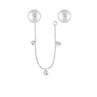 VARIABILNÍ PERLOVÉ NÁUŠNICE S DIAMANTY A ŘETÍZKEM V BÍLÉM ZLATĚ - PERLOVÉ NÁUŠNICE - PERLOVÉ ŠPERKY