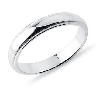 MEN'S 4MM WHITE GOLD MILGRAIN WEDDING BAND - RINGS FOR HIM - WEDDING RINGS