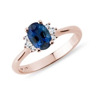 OVAL SAPPHIRE AND DIAMOND ENGAGEMENT RING IN ROSE GOLD - SAPPHIRE ENGAGEMENT RINGS - ENGAGEMENT RINGS