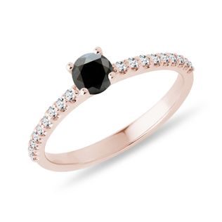 BLACK DIAMOND RING IN 14K ROSE GOLD - FANCY DIAMOND ENGAGEMENT RINGS - ENGAGEMENT RINGS