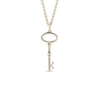 DIAMOND KEY PENDANT IN GOLD - DIAMOND NECKLACES - NECKLACES
