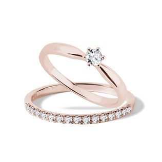 DIAMOND ENGAGEMENT RING SET IN ROSE GOLD - ENGAGEMENT AND BRIDAL RING SETS - ENGAGEMENT RINGS