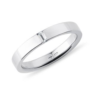LADIES' BAGUETTE DIAMOND WEDDING RING IN 14K WHITE GOLD - WEDDING RINGS WITH DIAMONDS - WEDDING RINGS