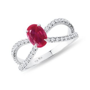 LUXE RUBY AND DIAMOND RING IN 14K WHITE GOLD - RUBY ENGAGEMENT RINGS - ENGAGEMENT RINGS
