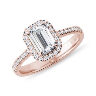 EMERALD CUT DIAMOND ENGAGEMENT RING IN ROSE GOLD - RINGS WITH LAB-GROWN DIAMONDS - ENGAGEMENT RINGS