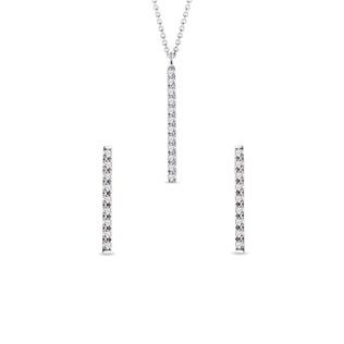WHITE GOLD DIAMOND BAR JEWELRY SET - DIAMOND SETS - FINE JEWELRY