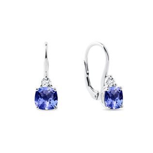 TANZANITE AND DIAMOND EARRINGS IN WHITE GOLD - TANZANITE EARRINGS - EARRINGS