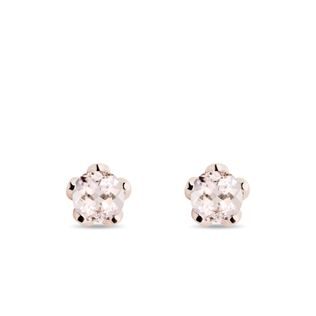 STUD EARRINGS IN ROSE GOLD WITH MORGANITES - MORGANITE EARRINGS - EARRINGS