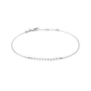 PEARL CHAIN BRACELET IN 14K WHITE GOLD - PEARL BRACELETS - PEARL JEWELRY