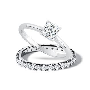 SET OF DIAMOND RINGS PRINCESS AND ETERNITY - ENGAGEMENT AND BRIDAL RING SETS - ENGAGEMENT RINGS