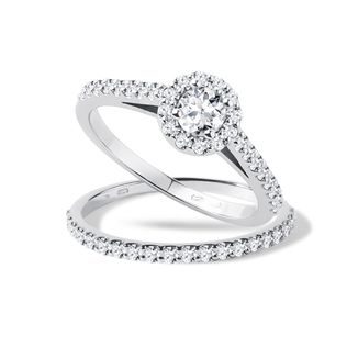 ENGAGEMENT DIAMOND RING SET IN 14K WHITE GOLD - ENGAGEMENT AND BRIDAL RING SETS - ENGAGEMENT RINGS