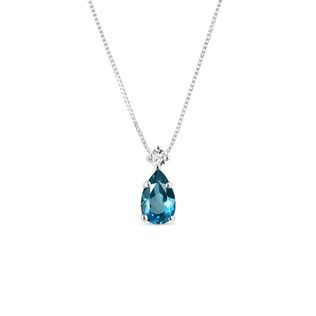 LONDON BLUE TOPAZ PENDANT IN WHITE GOLD - TOPAZ NECKLACES - NECKLACES