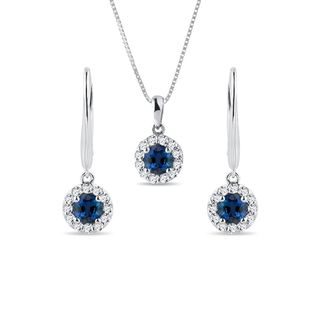 SAPPHIRE JEWELRY SET IN WHITE GOLD - GEMSTONE SETS - FINE JEWELRY