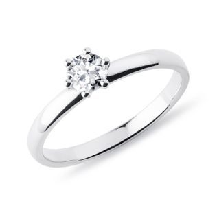 CLASSIC 14K WHITE GOLD DIAMOND ENGAGEMENT RING - BRILLIANT CUT DIAMOND ENGAGEMENT RINGS - ENGAGEMENT RINGS