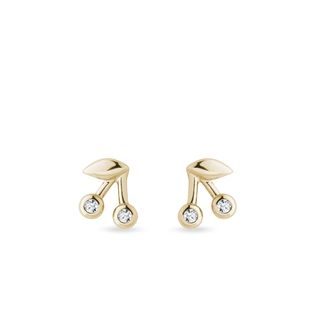 CHERRY EARRINGS IN 14K YELLOW GOLD - DIAMOND EARRINGS - EARRINGS