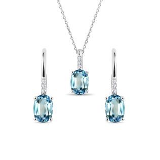 14K WHITE GOLD TOPAZ JEWELRY SET - GEMSTONE SETS - FINE JEWELRY