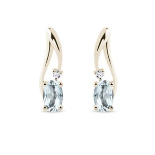 NÁUŠNICE ZE ŽLUTÉHO ZLATA S AKVAMARÍNY A DIAMANTY - NÁUŠNICE S AKVAMARÍNEM - NÁUŠNICE