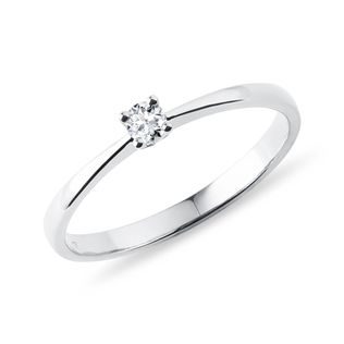 FINE WHITE GOLD RING WITH DIAMOND - BRILLIANT CUT DIAMOND ENGAGEMENT RINGS - ENGAGEMENT RINGS