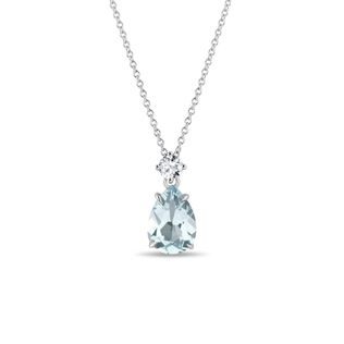 AQUAMARINE AND DIAMOND NECKLACE IN WHITE GOLD - AQUAMARINE NECKLACES - NECKLACES