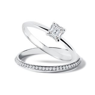 LUXE DIAMOND BRIDAL RING SET IN 14K WHITE GOLD - ENGAGEMENT AND BRIDAL RING SETS - ENGAGEMENT RINGS