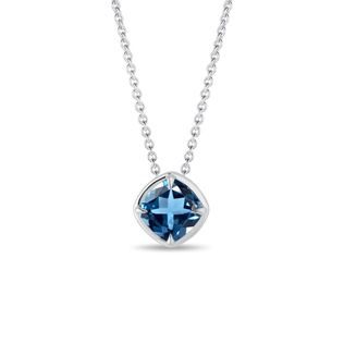 WHITE GOLD NECKLACE WITH LONDON TOPAZ - TOPAZ NECKLACES - NECKLACES