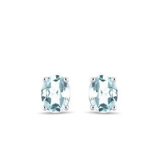 AQUAMARINE NECKLACE IN 14K WHITE GOLD - TOPAZ EARRINGS - EARRINGS