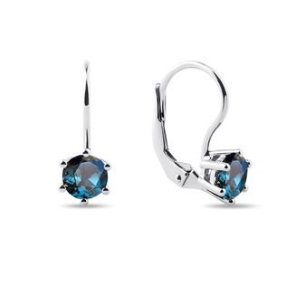 ROUND TOPAZ EARRINGS IN WHITE GOLD - TOPAZ EARRINGS - EARRINGS