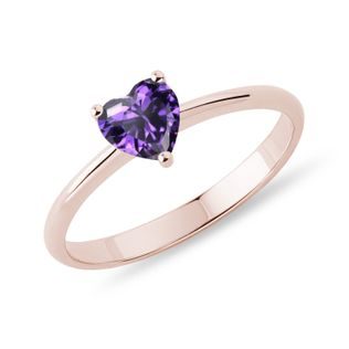 HEART-SHAPED AMETHYST RING IN ROSE GOLD - AMETHYST RINGS - RINGS