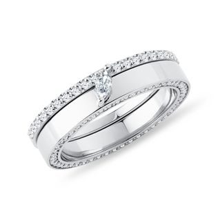 MARQUISE DIAMOND WHITE GOLD ENGAGEMENT SET - ENGAGEMENT AND BRIDAL RING SETS - ENGAGEMENT RINGS