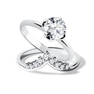 LUXE WHITE GOLD AND DIAMOND BRIDAL SET - ENGAGEMENT AND BRIDAL RING SETS - ENGAGEMENT RINGS
