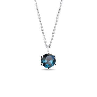 ROUND LONDON TOPAZ NECKLACE IN WHITE GOLD - TOPAZ NECKLACES - NECKLACES