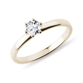 CLASSIC GOLD ENGAGEMENT RING WITH BRILLIANT - BRILLIANT CUT DIAMOND ENGAGEMENT RINGS - ENGAGEMENT RINGS