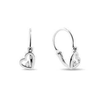 DĚTSKÉ NÁUŠNICE Z BÍLÉHO ZLATA VE TVARU SRDCE - DĚTSKÉ NÁUŠNICE - NÁUŠNICE