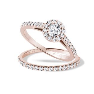 ENGAGEMENT DIAMOND RING SET IN 14K ROSE GOLD - ENGAGEMENT AND BRIDAL RING SETS - ENGAGEMENT RINGS