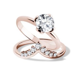 LUXE ROSE GOLD AND DIAMOND BRIDAL SET - ENGAGEMENT AND BRIDAL RING SETS - ENGAGEMENT RINGS