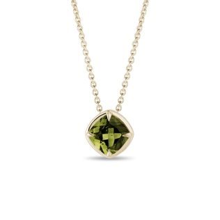GOLD NECKLACE WITH MOLDAVITE - MOLDAVITE NECKLACES - NECKLACES