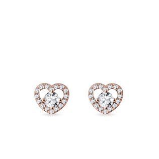 DIAMANTOVÉ NÁUŠNICE SRDCE Z RŮŽOVÉHO ZLATA - DIAMANTOVÉ NÁUŠNICE - NÁUŠNICE
