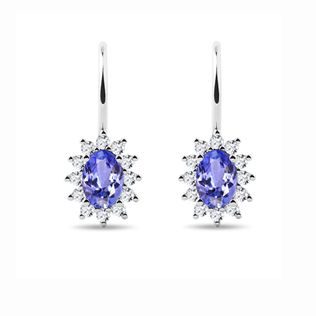 EARRINGS IN WHITE GOLD WITH DIAMONDS AND TANZANITES - TANZANITE EARRINGS - EARRINGS